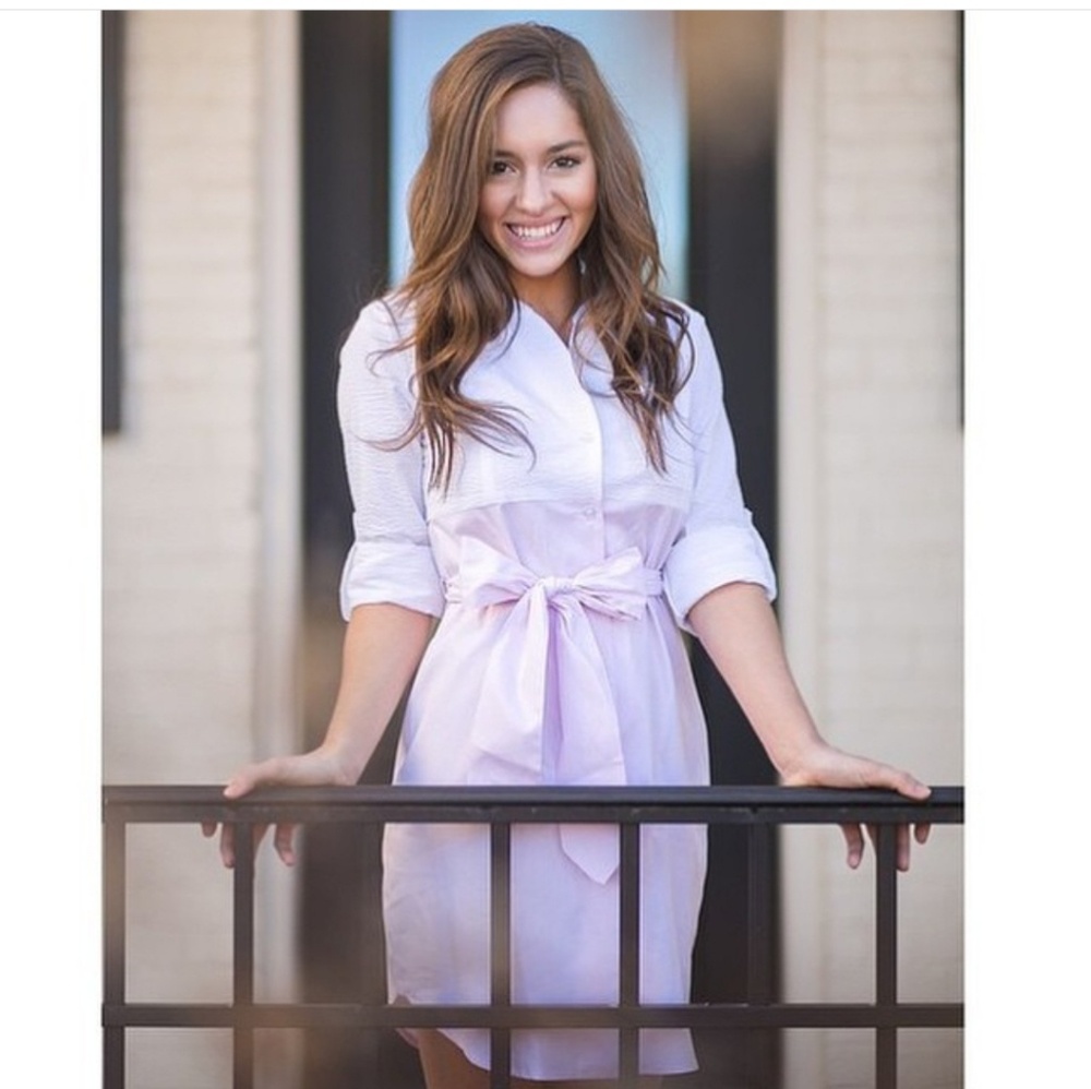 Peach love seersucker purple dress